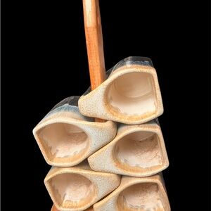 Rodolfo Padilla Drip Glazed Coffee
Mugs With Wood Stand Signed Set of 5